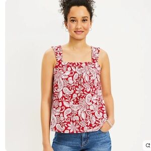 LOFT NWT Paisley Ruched Strap Top Size Large